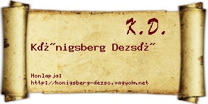 Königsberg Dezső névjegykártya
